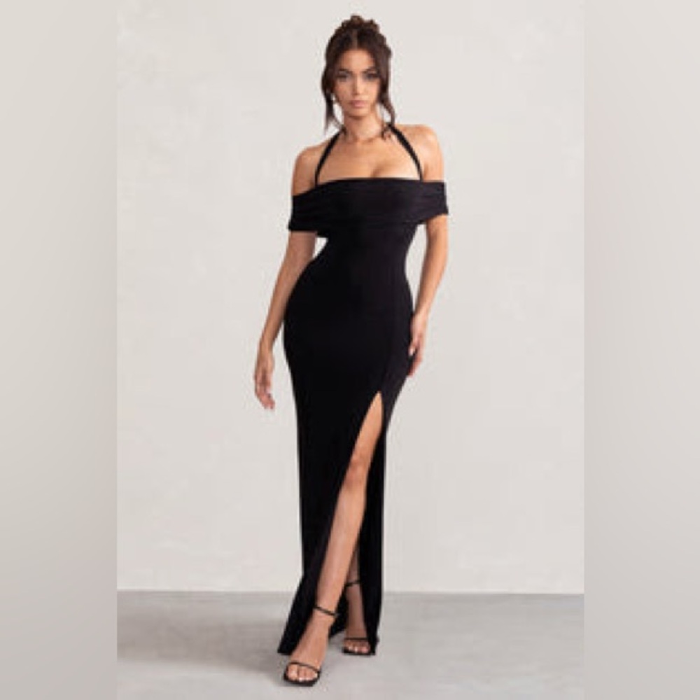 Club L London Black Strapless Gown